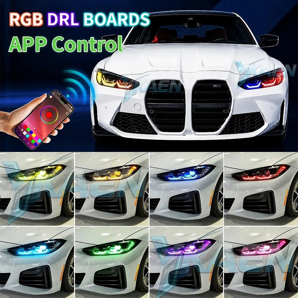 DRL LED Boards For 2021-2024 BMW M3 M4 G22 G23 G26 G80 G82 G83 Headlight Daytime Running Lights RGB
