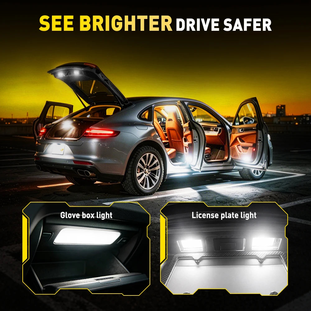 10/2Pcs AUXITO T10 W5W LED Canbus 6500K White Car Interior M