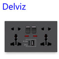 Delviz Wall Quick Charge Socket 18W Type-C Ports Dual Switch