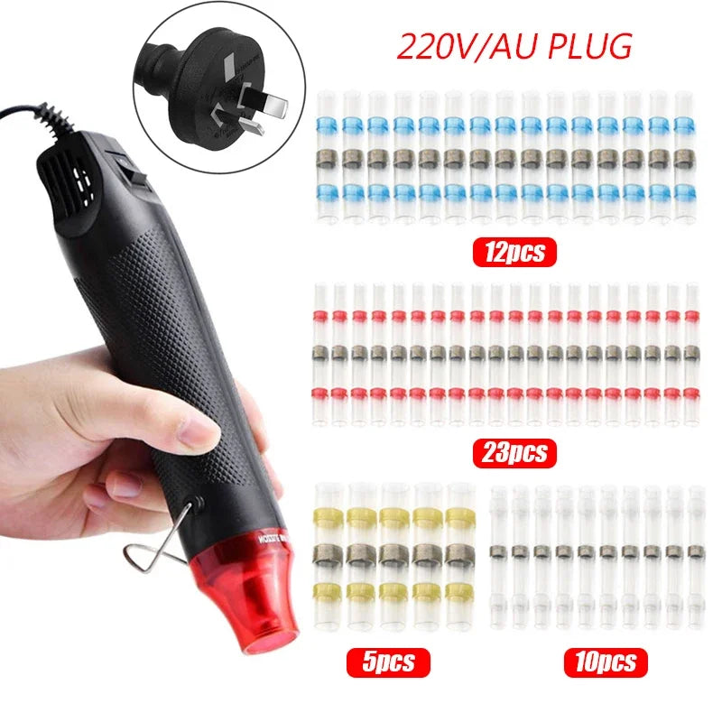 50/800PCS Wire Cable Splice Terminal Kit Waterproof Heat Shrink Butt Crimp Terminals Solder Seal Electrical with Hot Air Gun