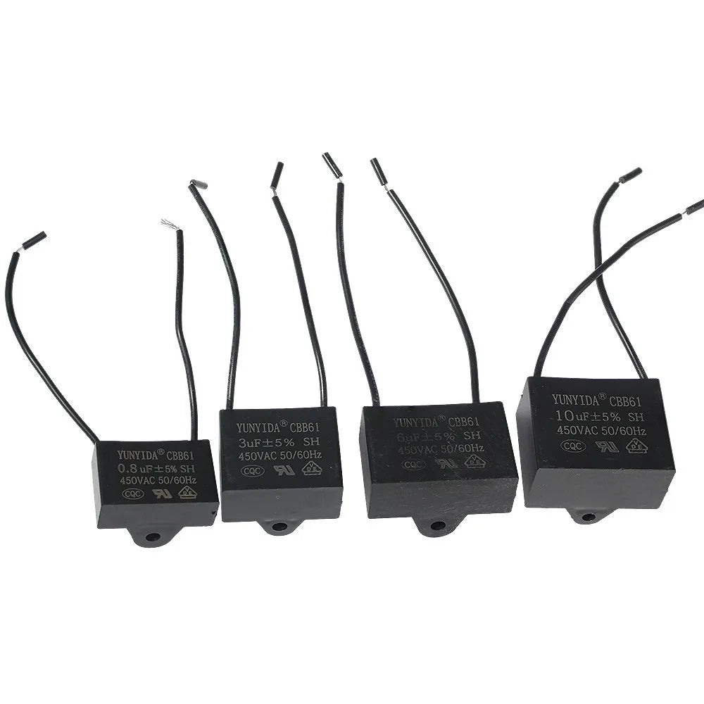 5pcs Per Value CBB61 Series Fan Starting Capacitor 450V 0.8-