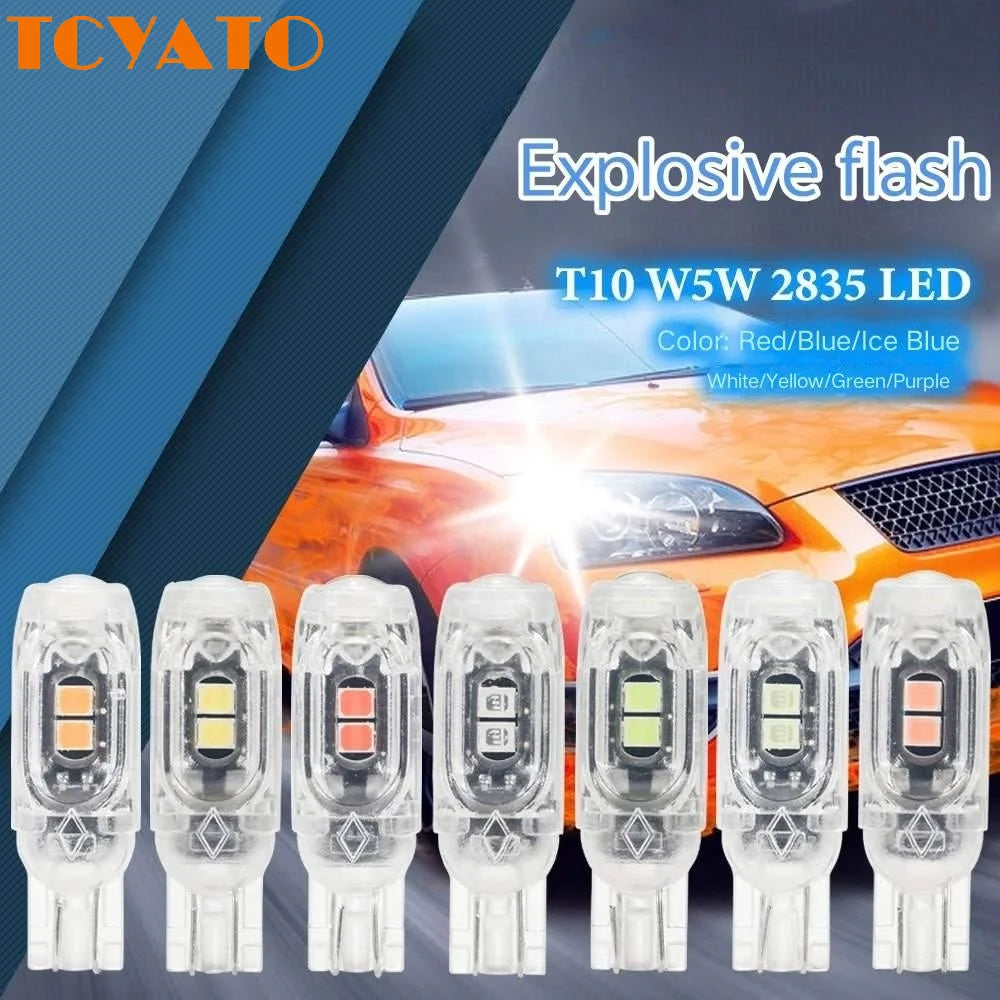 TCYATO2/4/10/20 PCS Flash Strobe T10 W5W LED Bulb12V 2835-5S
