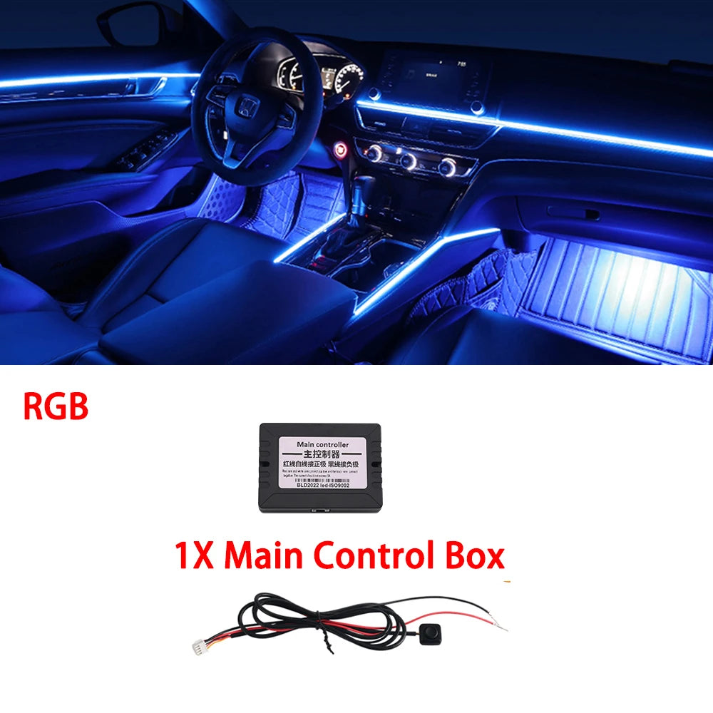 Dual Zone 18 in 1 RGB 64 Colors Acrylic Strip Car LED Ambien