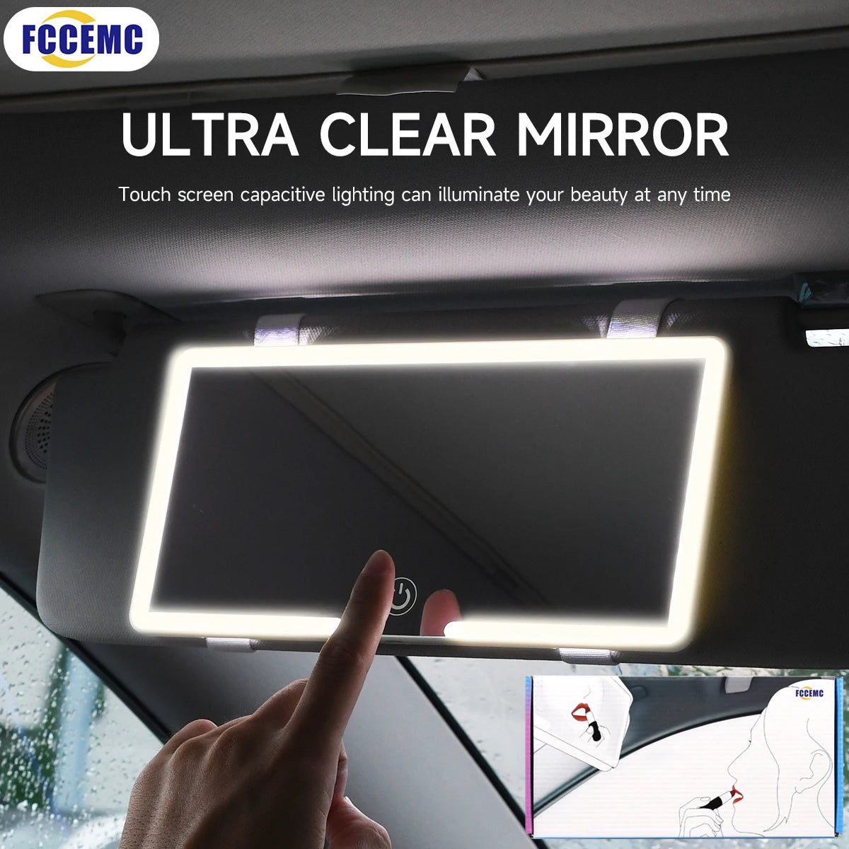 Car Interior Mirrors Sun Visor Plate LED HD Makeup Mirror fo