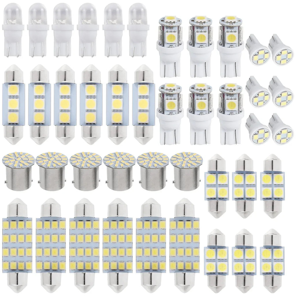 42Pcs LED Car Interior Lights T10 6000K SMD LED Replacement License Plate/Reading Light Bulbs Xenon White Interior Light Bulbs