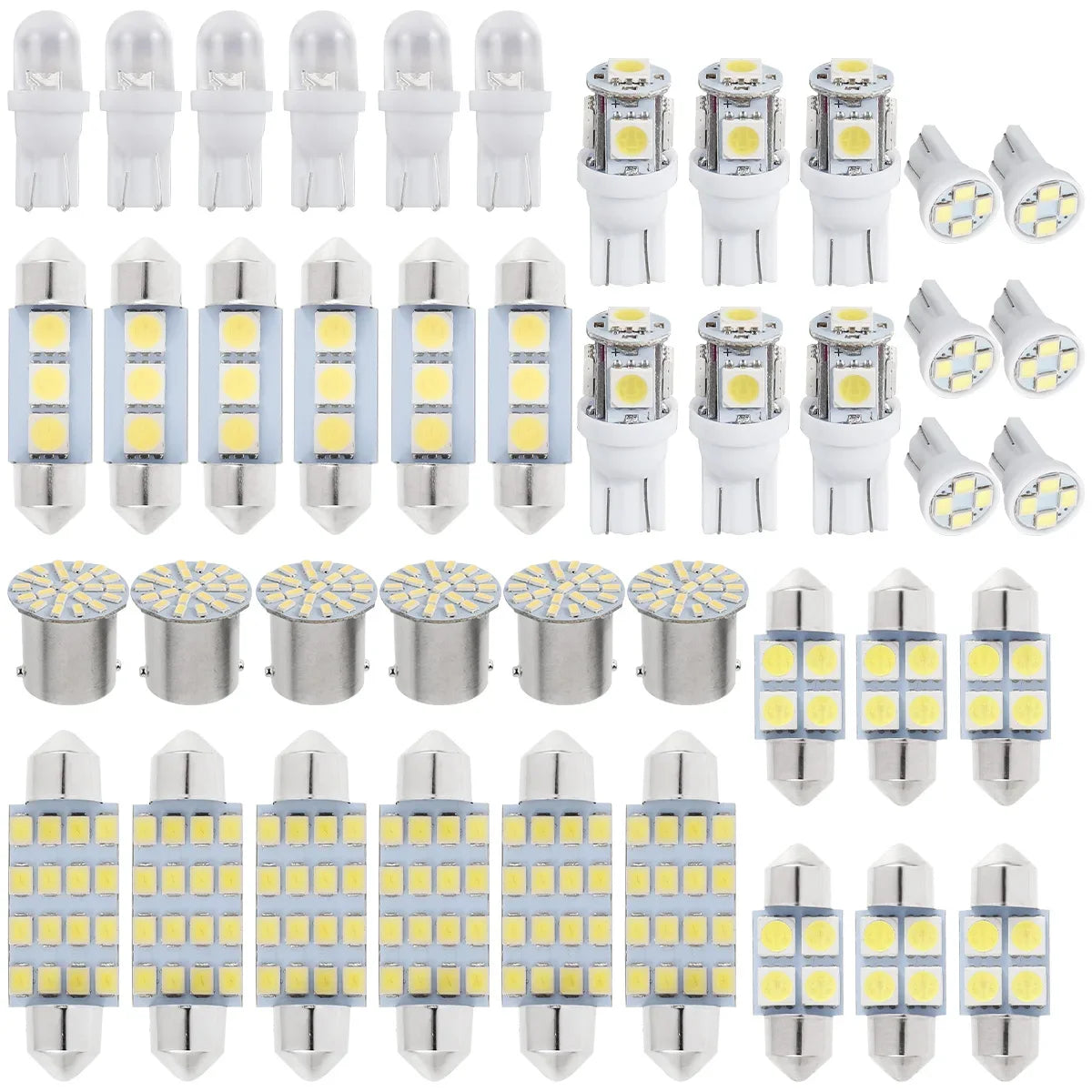 42Pcs LED Car Interior Lights T10 6000K SMD LED Replacement License Plate/Reading Light Bulbs Xenon White Interior Light Bulbs