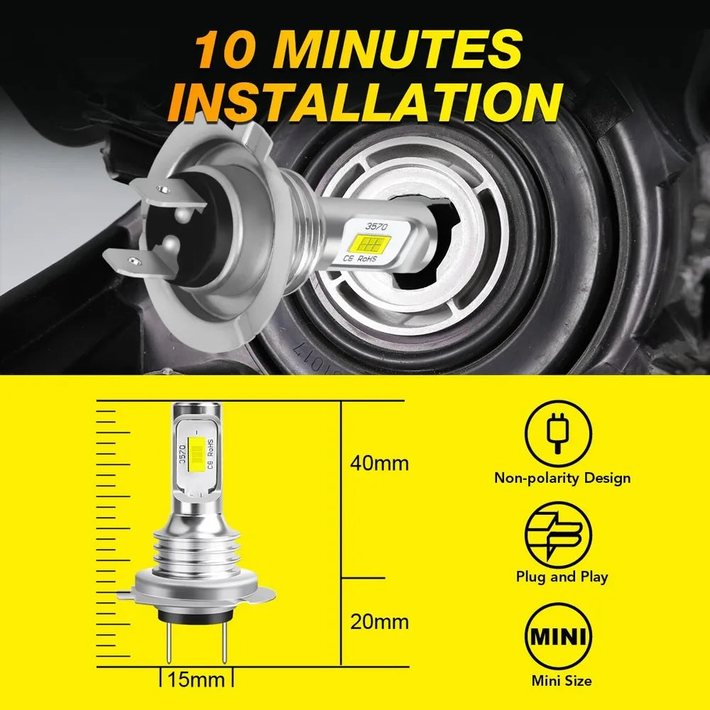 4PCS H7 LED Headlight KIT Combo Bulbs High Low Beam Super Br