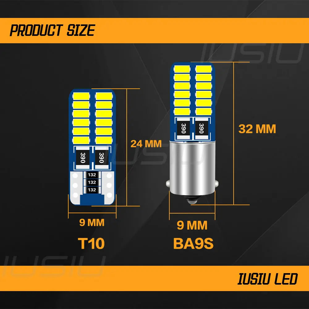 IUSIU 2PCS Car Interior Bulb C5W C10W T10 Led Dome Door BA9S
