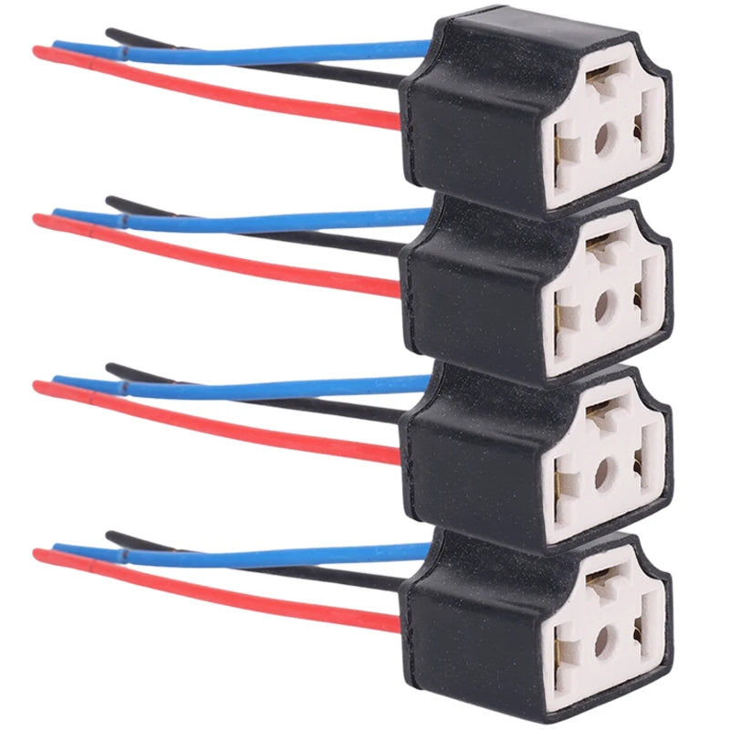Ceramic LED H4 Headlight Socket Car Headlight Replacement Repair Bulb Holder Connector Plug Auto H4 Bulb Wire Socket 20/2pcs