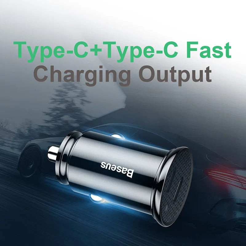 Baseus 30W Dual USB C Car Charger Type C FCP SCP USB PD 3.0 