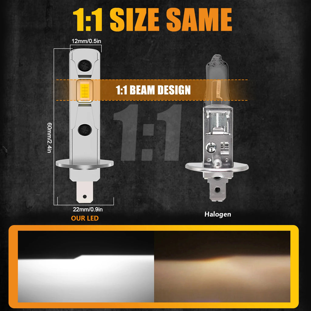 IVOTOW 2 Pack H1 LED Bulbs Canbus Error-Free Mini Fanless Ca