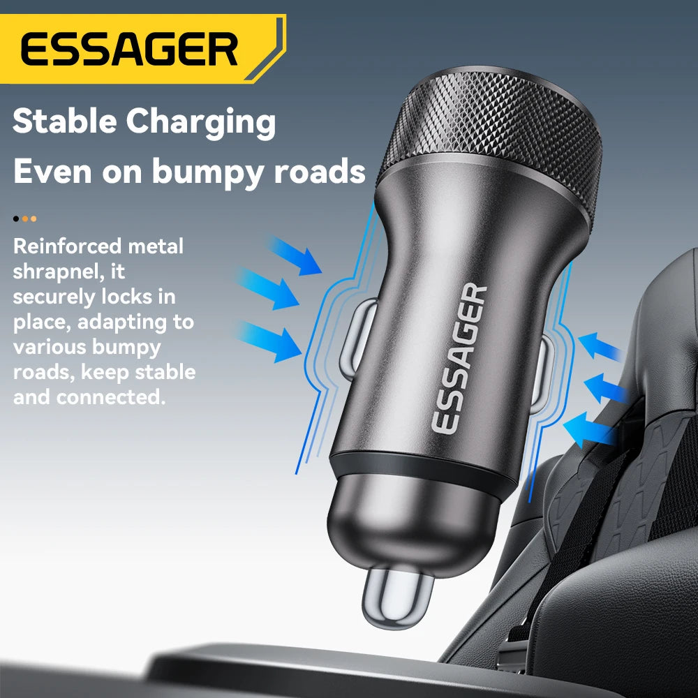 Essager USB C Car Charger 45W 2 Ports PD3.0 QC3.0 Digital Di