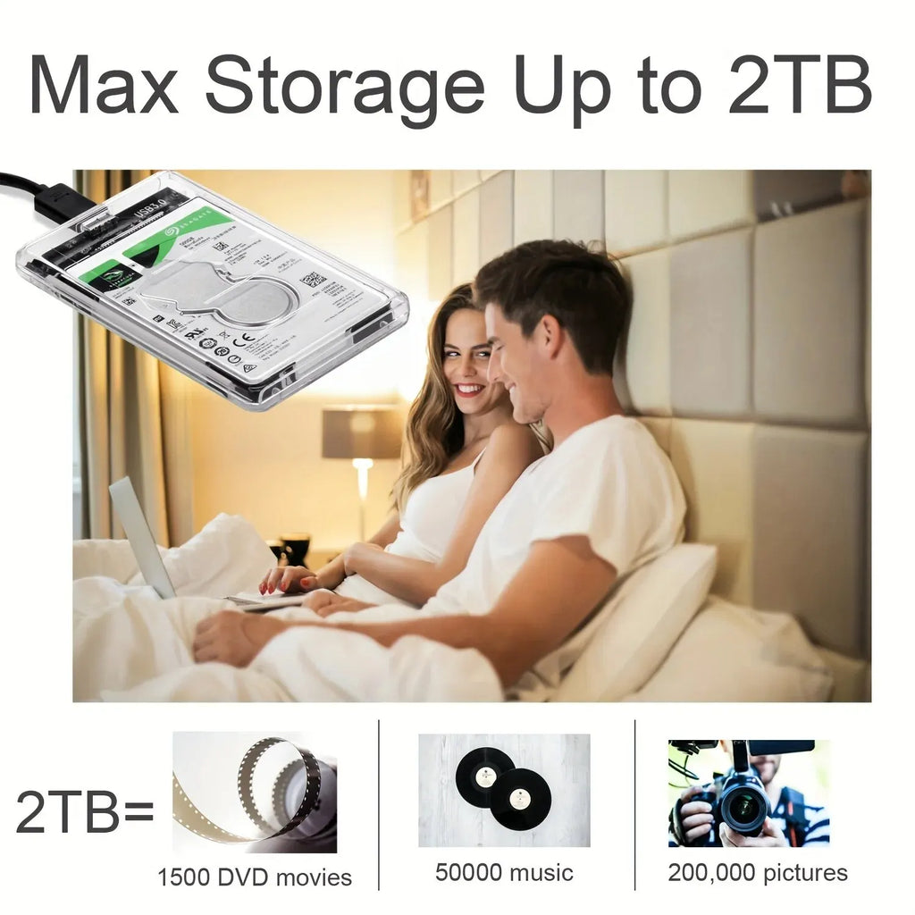USB3.0 External HDD Case 5Gbps 2.5 Inch Transparent Hard Dis