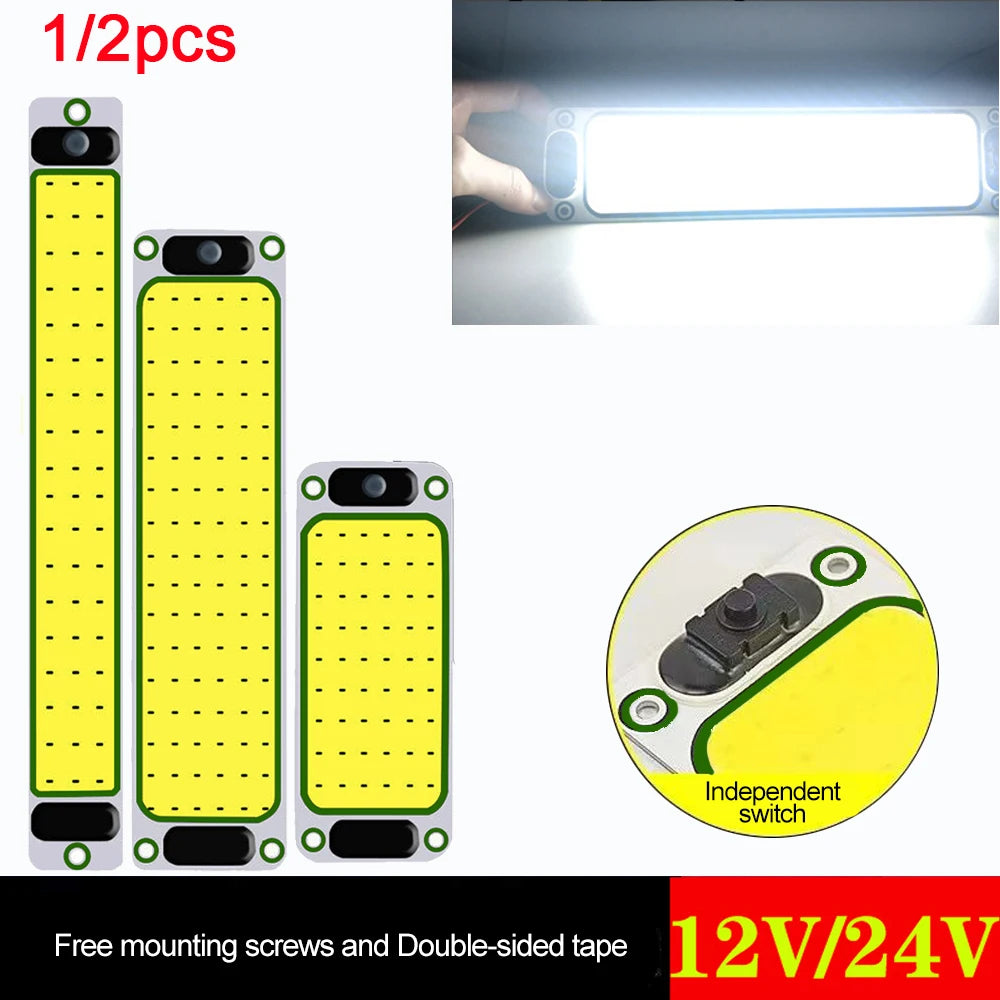 1/2PCS LED Car Interior Light 12V 24V Highlight COB Cabin Ca
