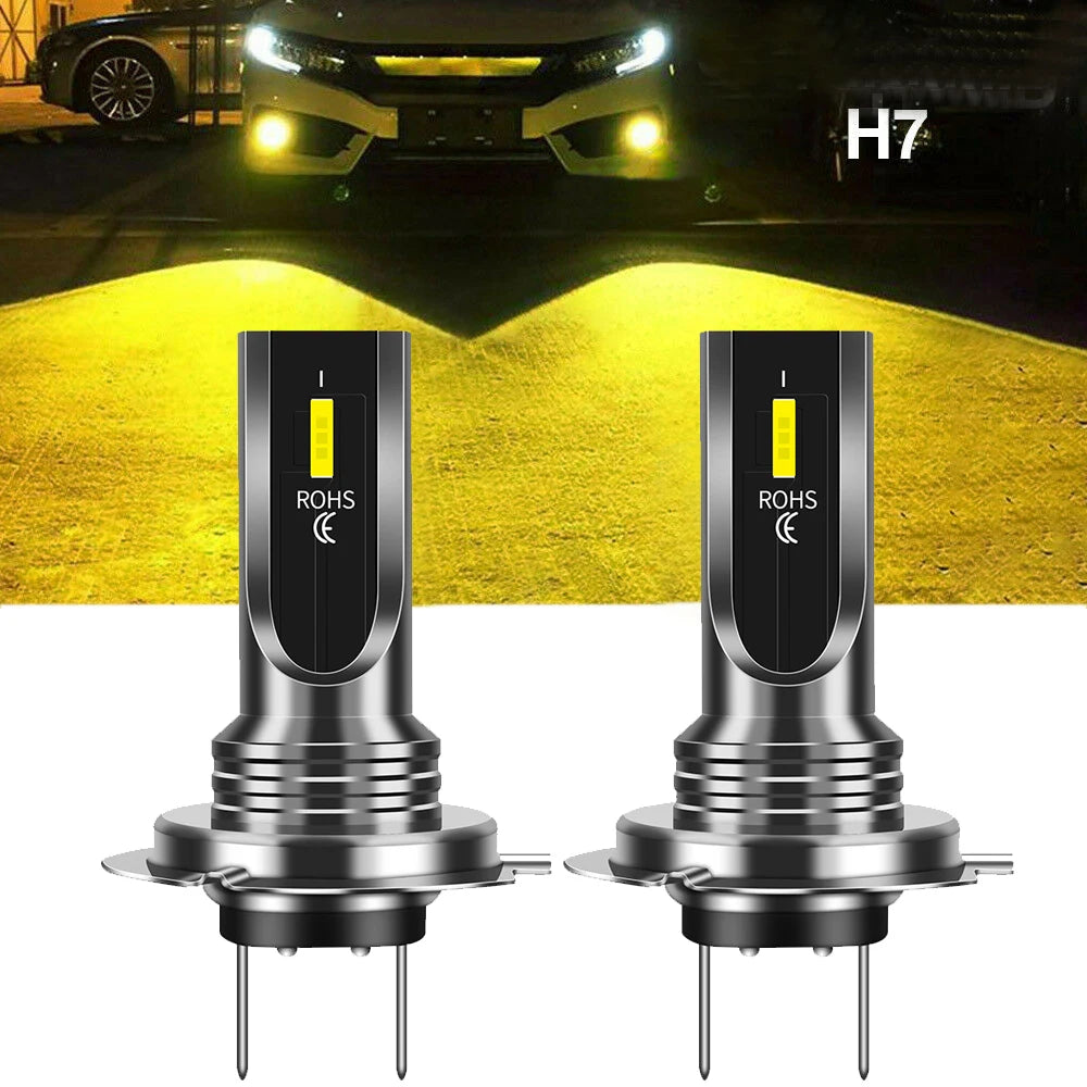 2pcs 12V-24V 6SMD H7 LED Headlight Mini Bulb Hi/Low Bulbs Be