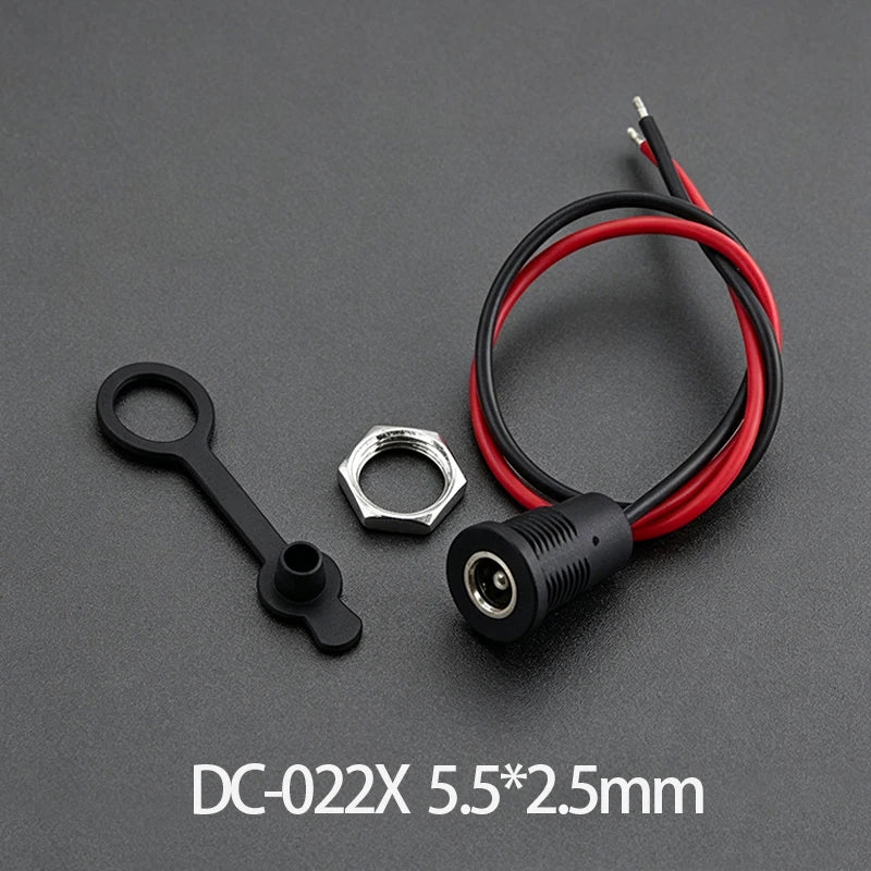 1Set Waterproof C-022B DC-022X DC-099 D5.5 2.1mm/2.5mm DC Power Jack Socket Female Panel Mount Connector MetalWith Nut Snap