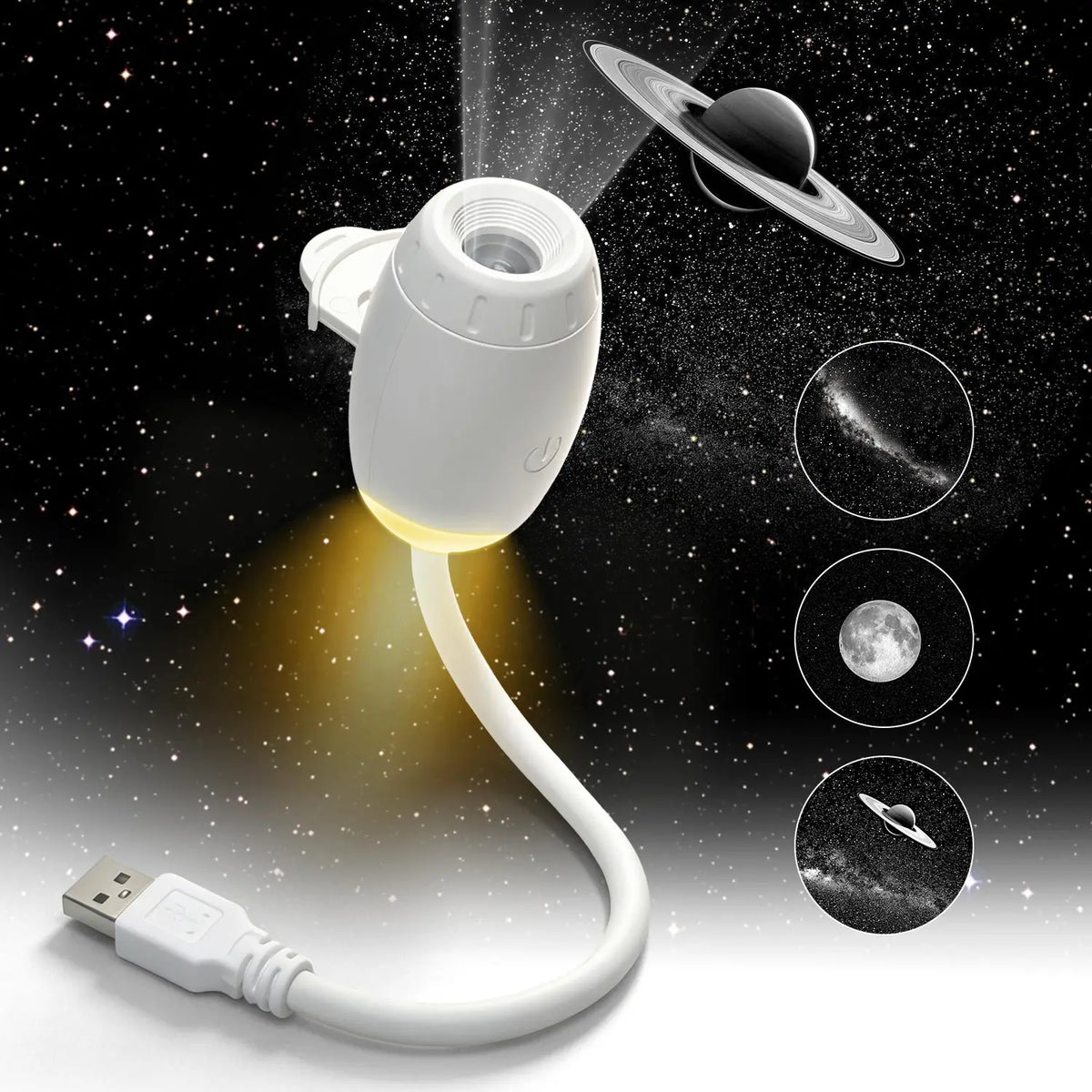 USB Car Atmosphere Projector Light Car Interior Ambient LED Starry Star Light Party Decor Romantic Saturn NEW 2-in-1 Galaxy Ligh