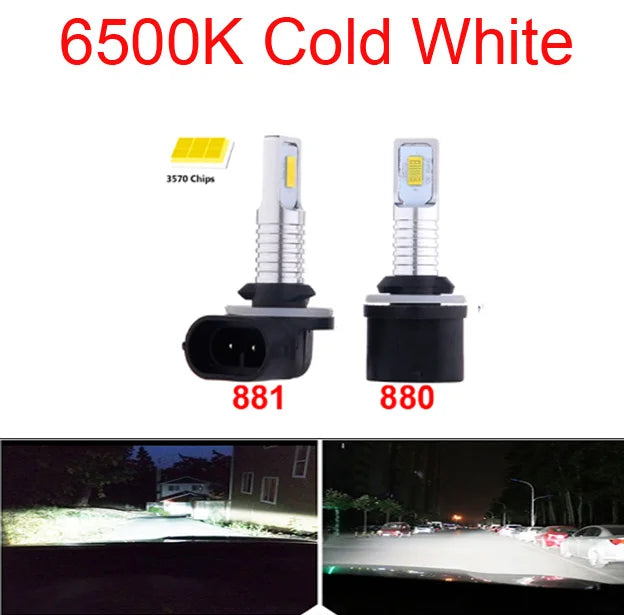 2Pcs 881 880 H27 LED Csp Headlight Kit 80W 12000LM Fog Bulbs 6000K 8000K IP68 Waterproof Mini Led Headlamp Car Accessories