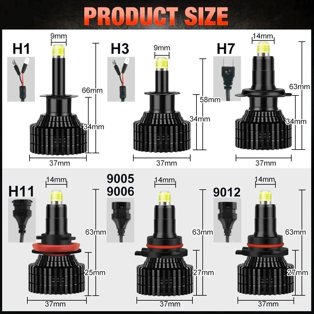 360 8 Sides LED H7 Car Headlight Bulb 26000LM 60W D1S D2S D4