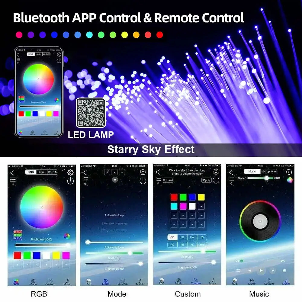 RGBW 1+1 Split Machine Car Roof Star Light APP Control Fiber