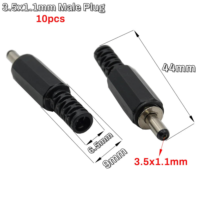 10pcs DC002 3.5x1.1mm 3.5x1.3mm DC Power Plug Jack DC-002 1A/30V 3.5 1.1mm 3.5 1.3mm Male / Female Socket Connector