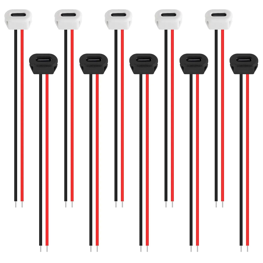 10pcs Type-C Female Chassis Waterproof 2P Solder Wire Type U