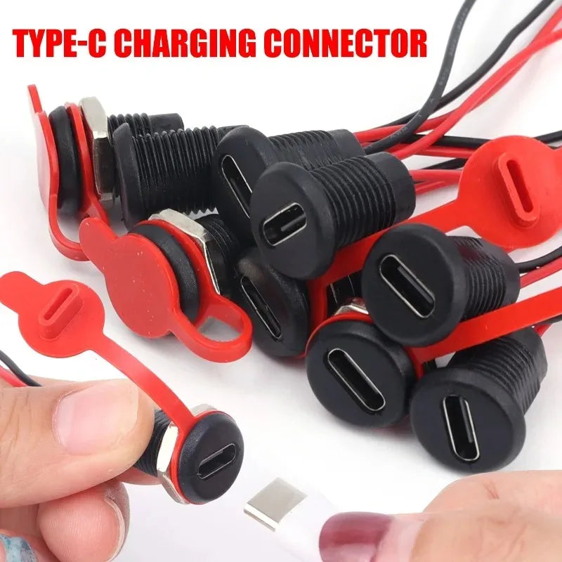 5/1pcs Type-C Female Chassis 2 Pin Type-C Female Socket USB 