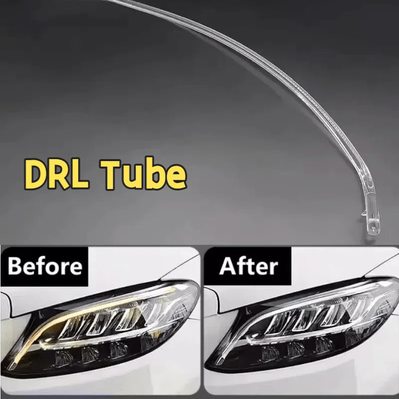 DRL Light Guide Plate Tube Daytime Running Light For 2019 2020 2021 Mercedes Benz C Class Headlight Angel Eye