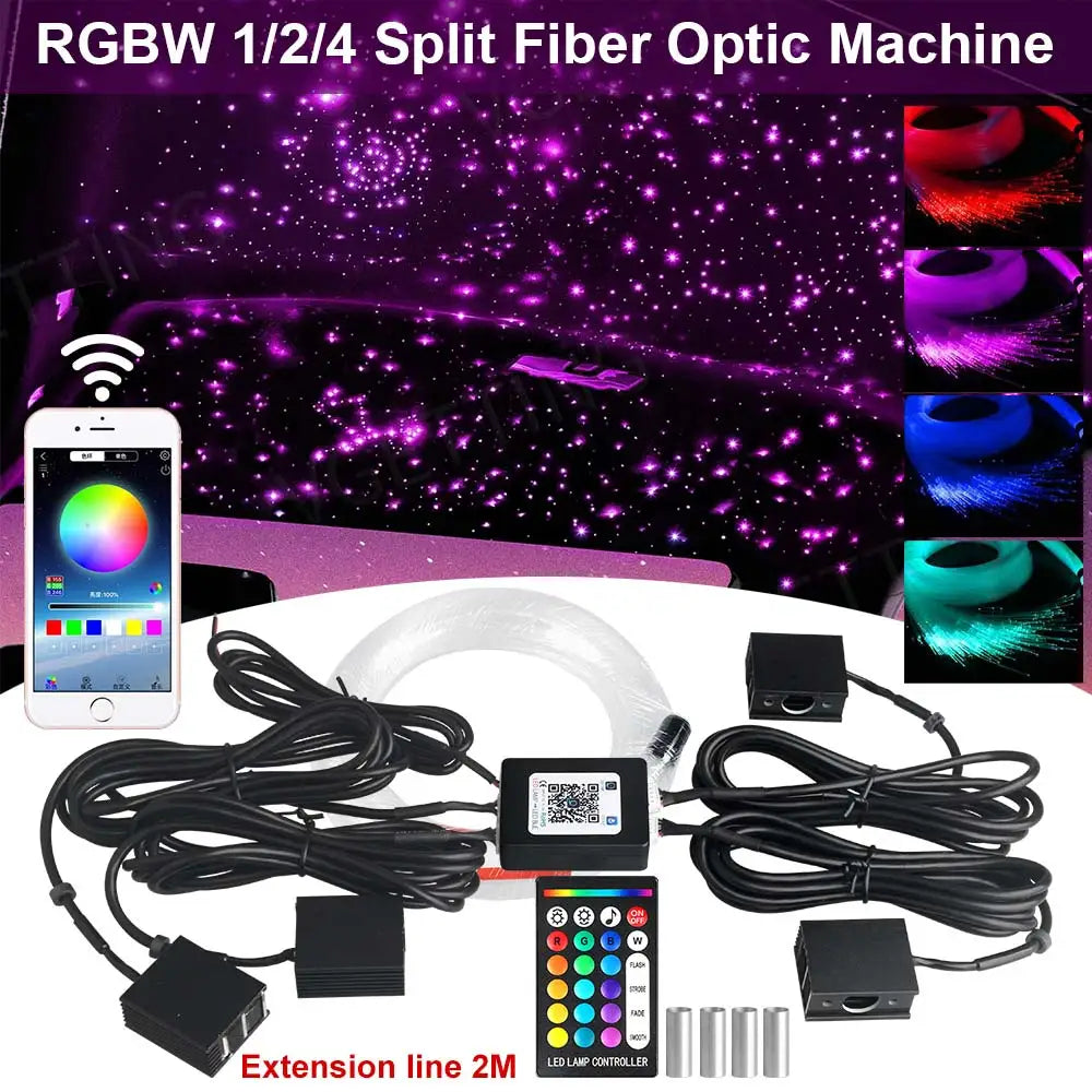 RGBW 1/2/4 Split Machine Car Roof Star Light APP Control Fib