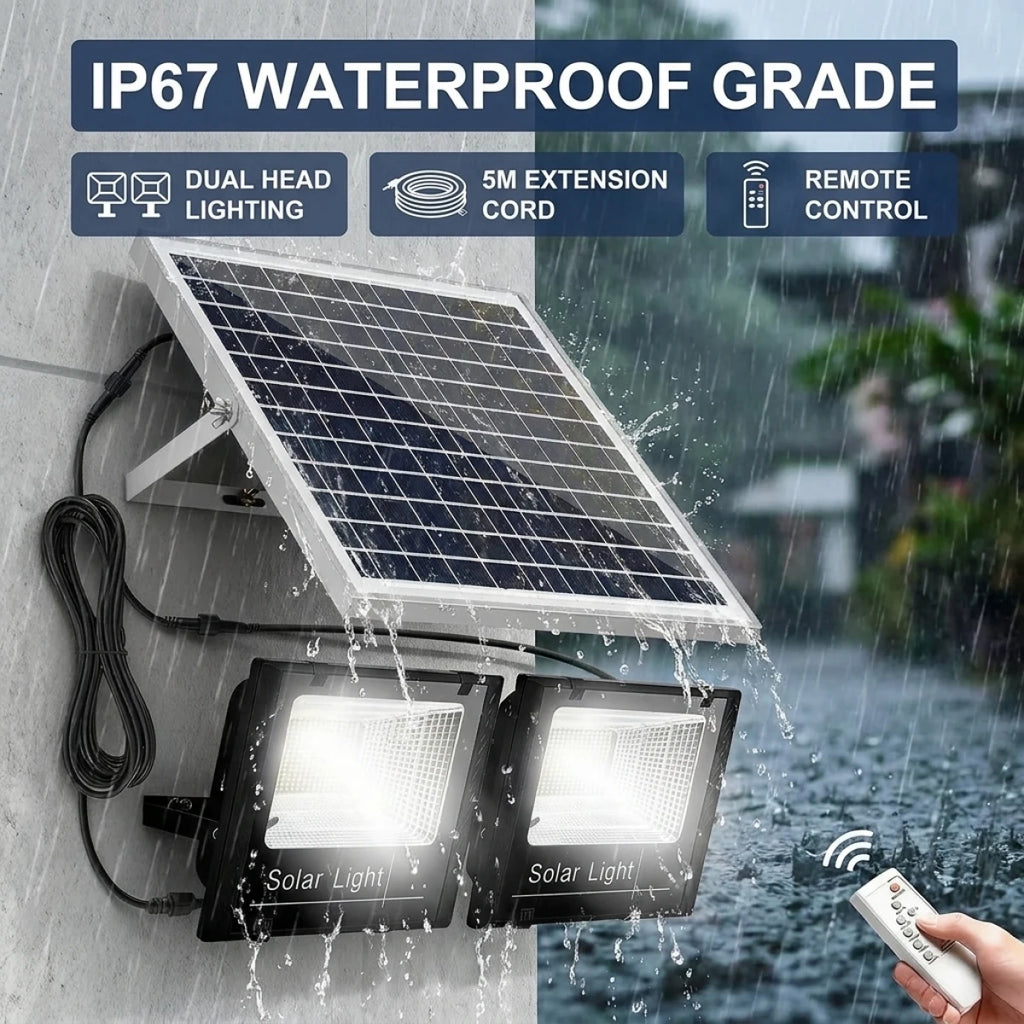 12000/8000mah Outdoor Solar Light 2 Head Solar Lamp Waterpro