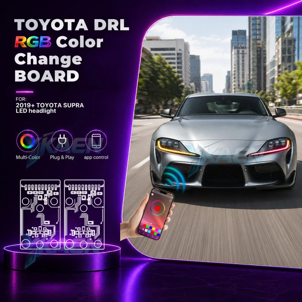 DRL Angel Eyes LED Boards For Toyota GR Supra A90 A91 2019-2024 Headlight Multicolour Daytime Running Light