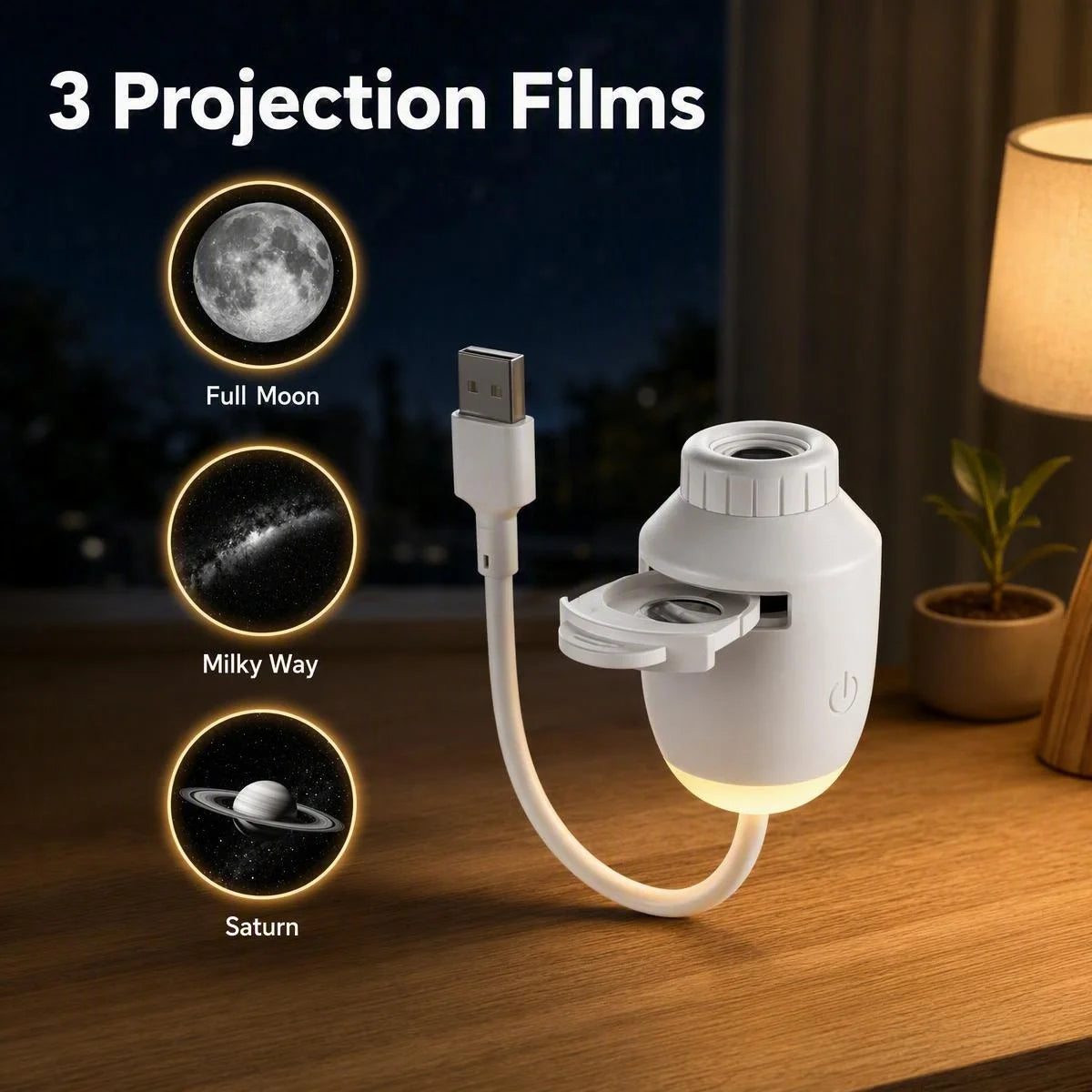 USB Starry Sky Projector Touch Dimmable Memory 3/6/12 Films Focus Hose Car Dorm Bedroom Ambient Sleep Lamp