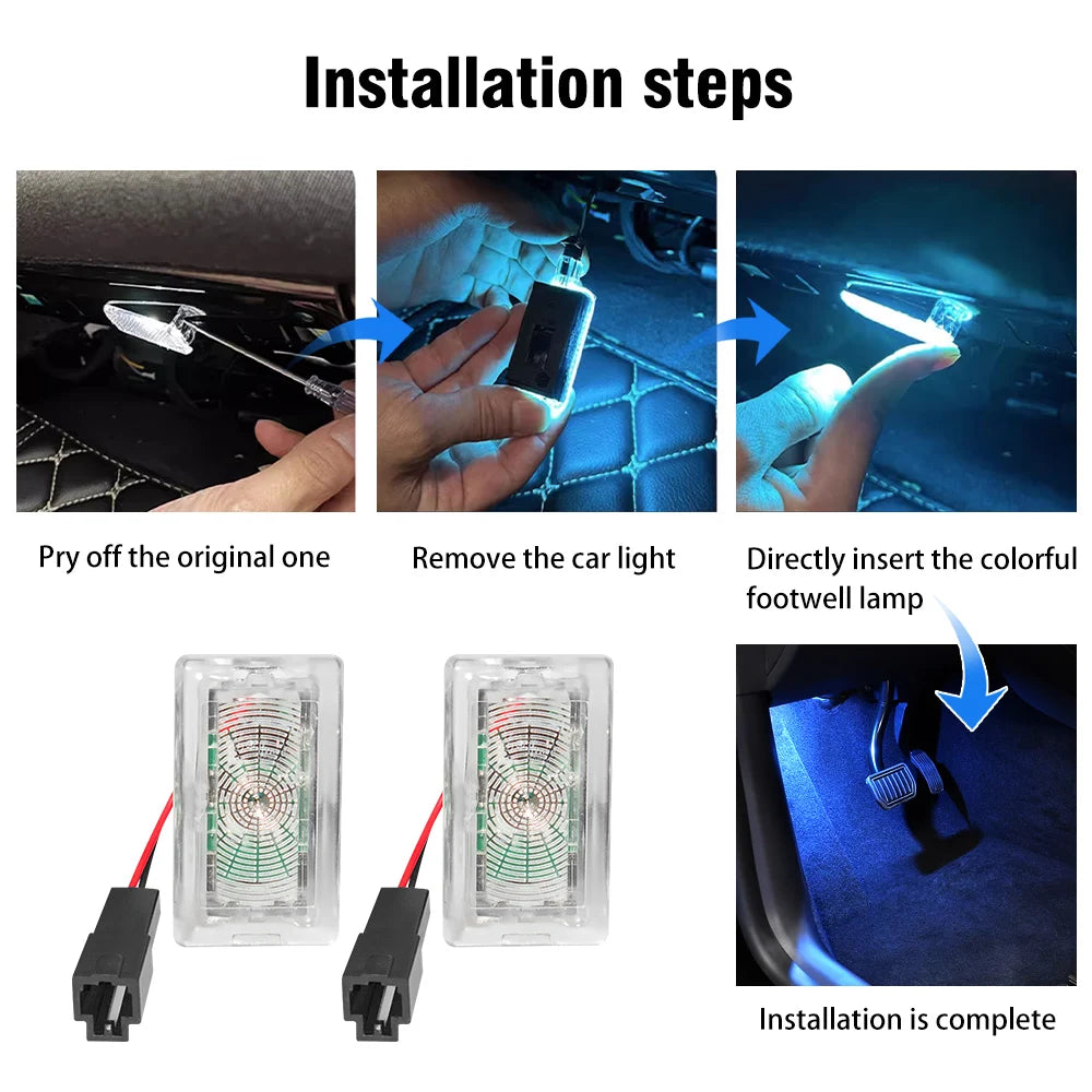 2PCS / 4PCS LED Footwell Light 18 Modes For Tesla Model 3 Mo