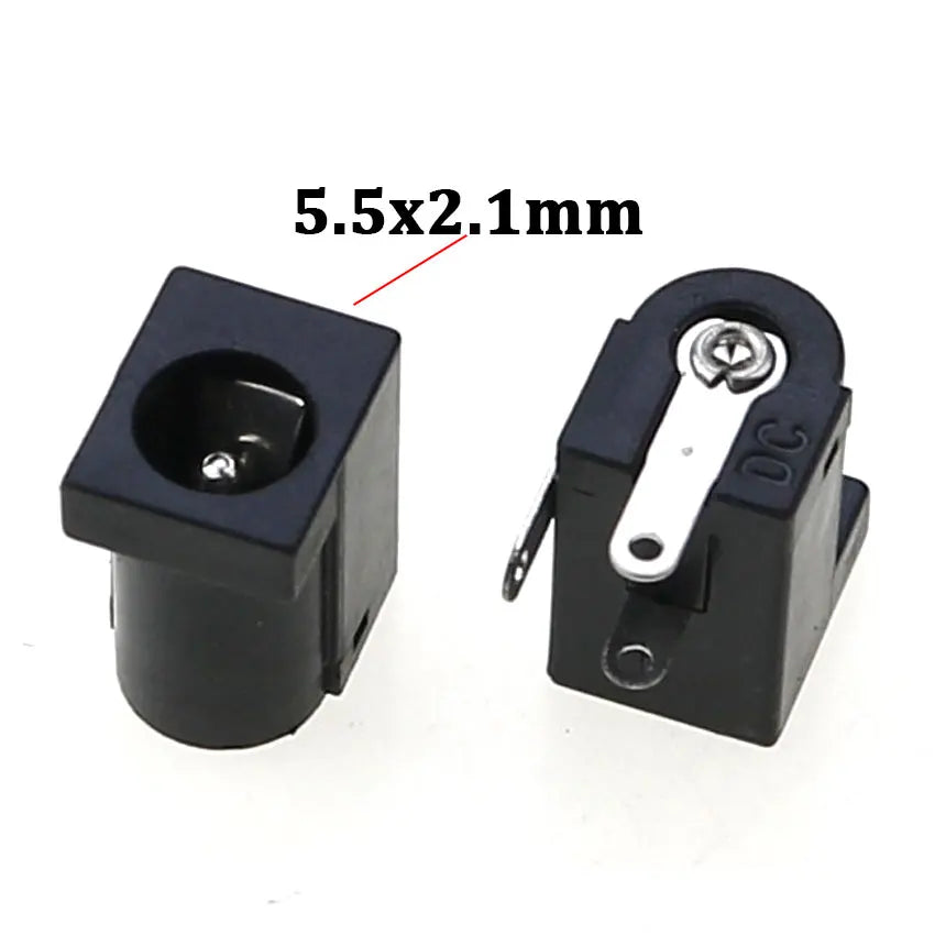 Cltgxdd 10/20/50/100pcs DC Power Jack Female Socket Connector DC005 5.5 2.1mm 5.5x2.5mm 3Pin Right Angle PCB Mount Terminal