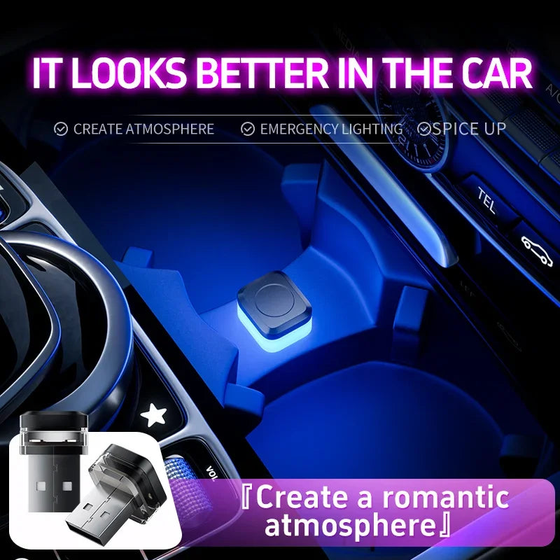 Universal Car USB Led Light Atmosphere Light DC5V Vehicle Ambient Lamp Mini USB LED Light Car Interior Decorations Accessories