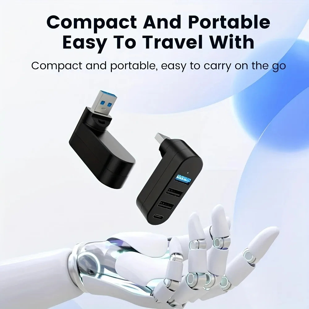 180 Rotatable U Disk Splitter Adapter 3/4 Ports Type C USB H