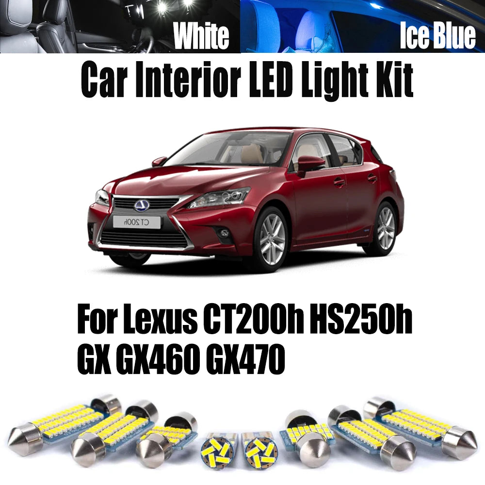 LED Interior Map Dome Door Trunk Plate Light Kit Canbus Car Accessories For Lexus CT200h HS250h GX