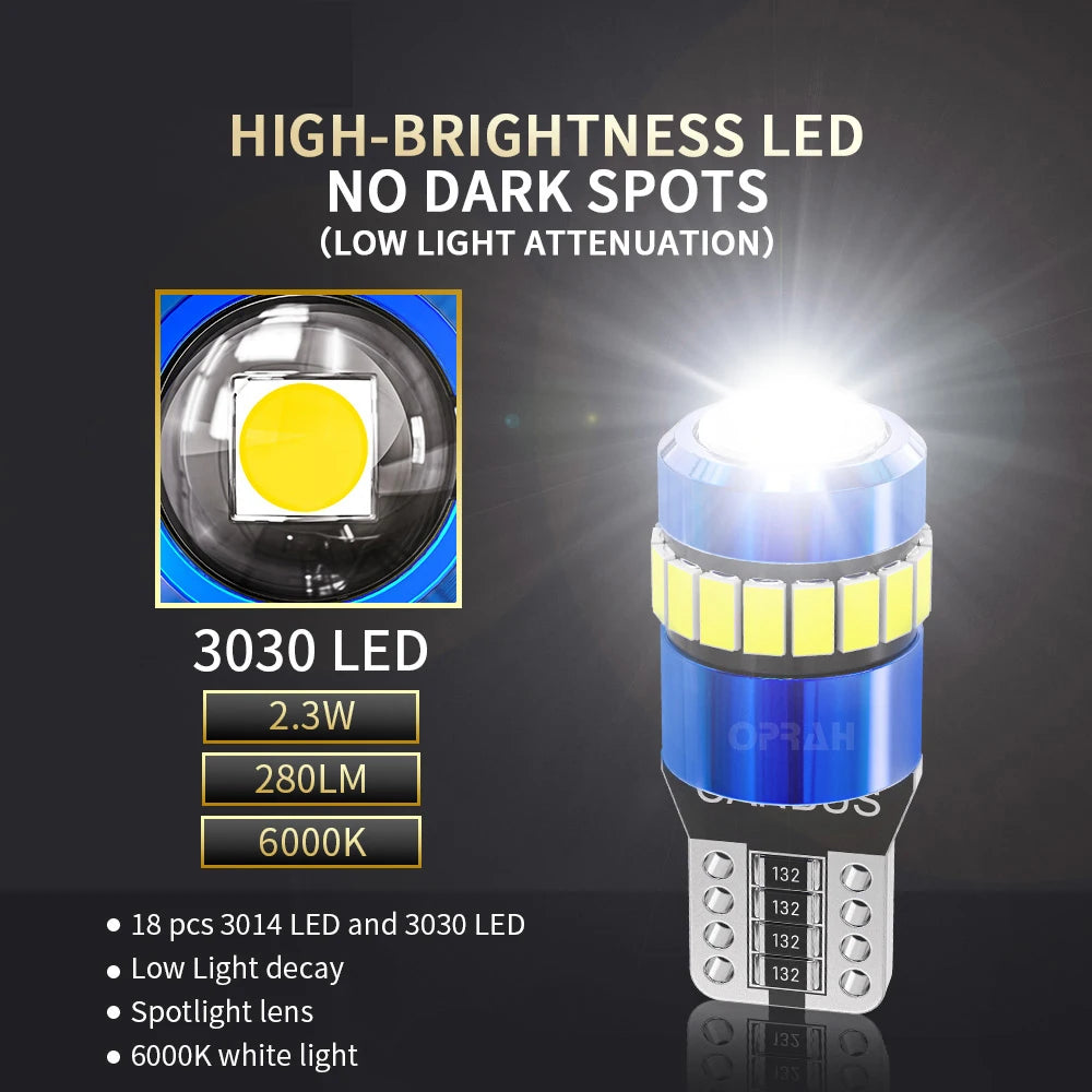 2/10pcs T10 W5W 194 168 LED CANBUS No Error Super Bright Car