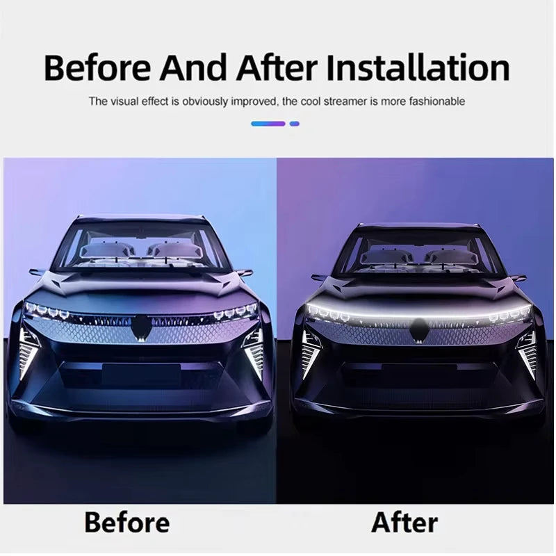 New LED Car Hood Decorative Light Strip Start Scan Dynamic A