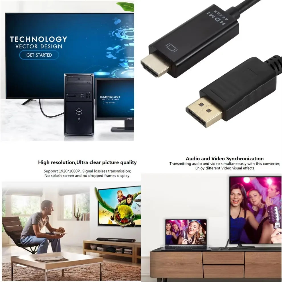1.8M DP To HDMI-compatible Cable 4k DisplayPort To HD Adapte