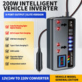 Portable Car Inverter 12V to 110V 24V to 220V Outlet Adapter with 4 USB Ports Fast Charging Car Charger for Auto Truck SUV RV