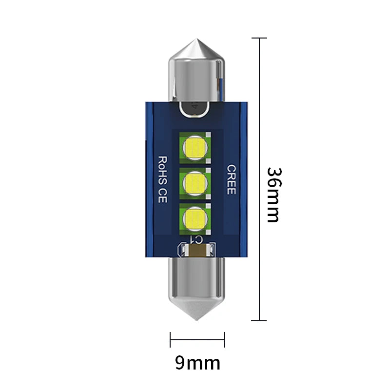 Oprah 2pcs Festoon LED C5W C10W 31mm 36mm 39mm 41mm Lamp Car Interior Light Canbus No Error Dome Reading Bulb 12V White 6000K