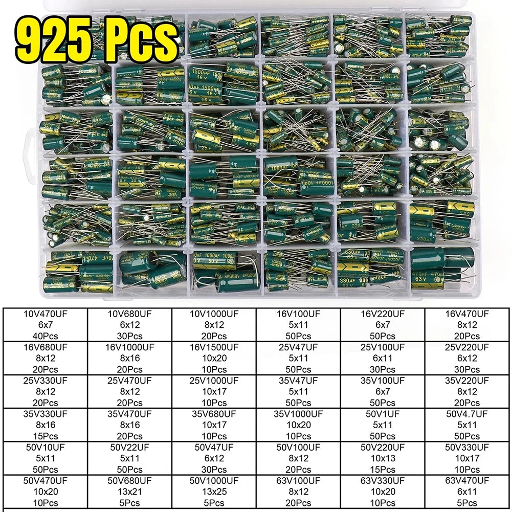 15/24/36 Values 225/460/925Pcs Aluminum Electrolytic Capacit