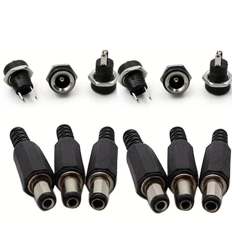 5 Pair DC 12V Male Female Socket Panel Mount Barrels Jack Pl