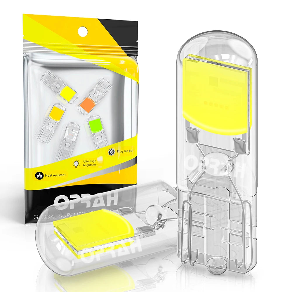 Oprah 2pcs LED T10 W5W Light Sapphire COB Glass Canbus For C