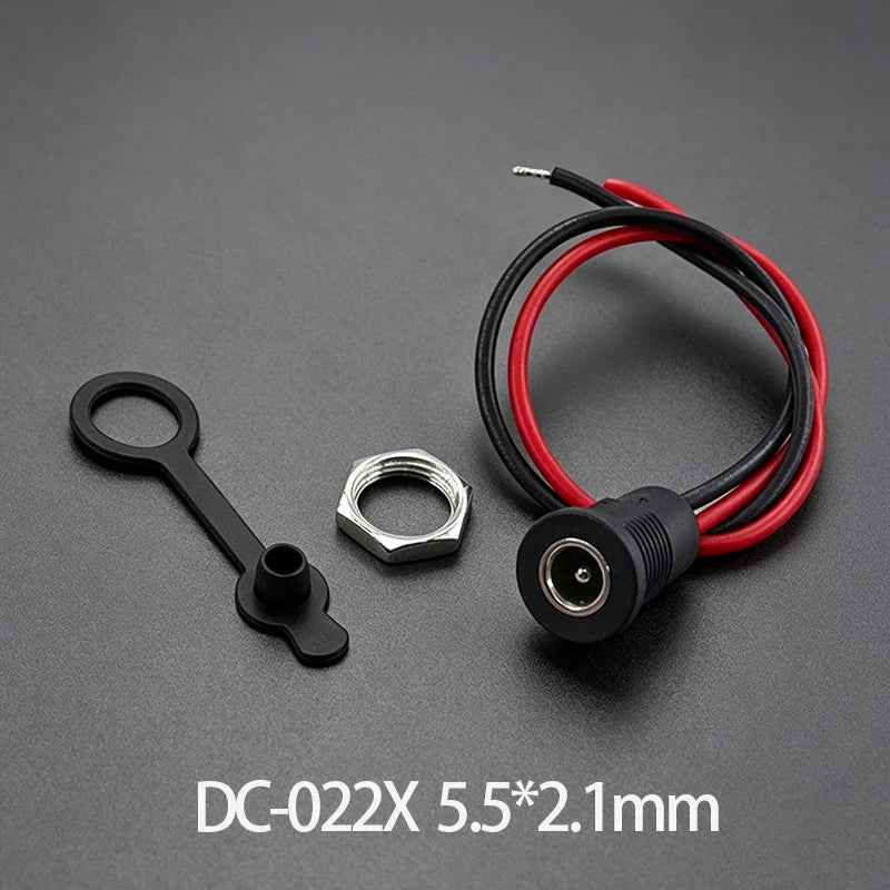 1Set Waterproof C-022B DC-022X DC-099 D5.5 2.1mm/2.5mm DC Power Jack Socket Female Panel Mount Connector MetalWith Nut Snap