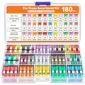 180Pcs Car Fuses Assorted Kit 60 Mini Blade Car Fuse +60 Sta