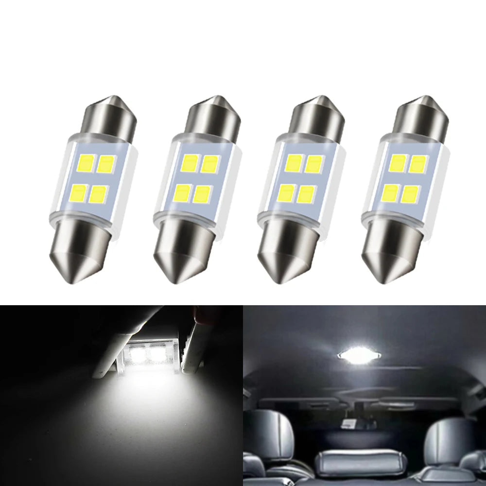 4pcs DE3175 LED Festoon Bulbs - 31mm 1.22in DE3022 Car Inter