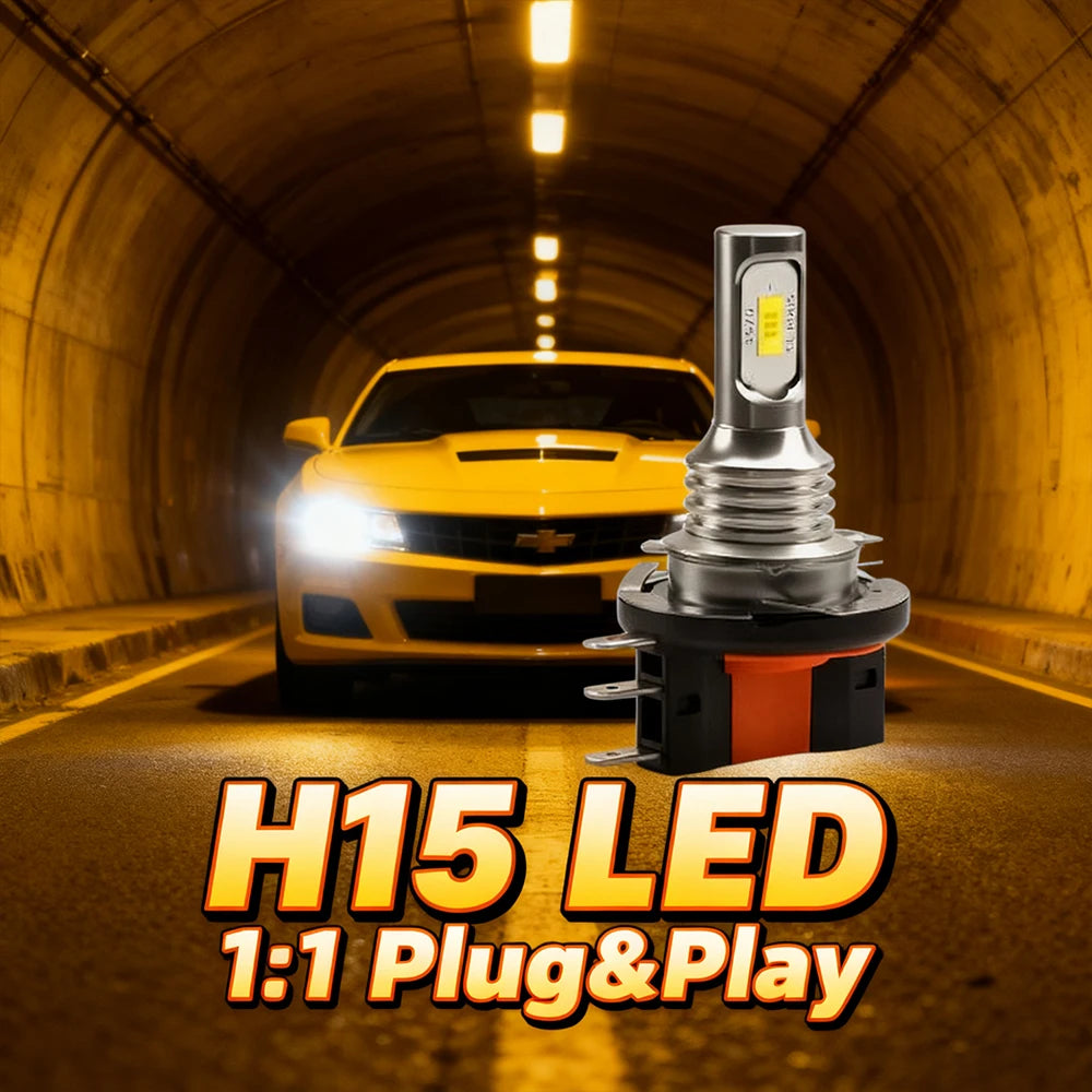 2Pcs H15 H4 H7 LED CSP-3570 Chip Headlight 50W 20000Lm DRLs 