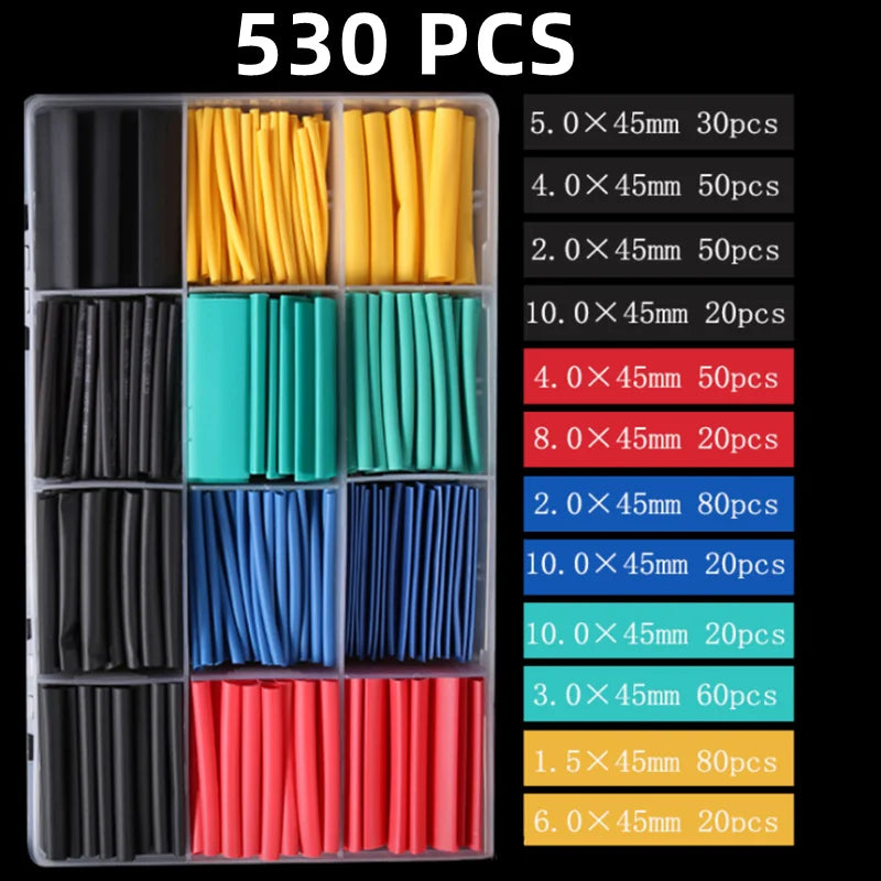 2 1 Heat Shrink Tubing 127-850 PCS Insulated Polyolefin Sheathed Electronic DIY Kit Electrical Connection Tubing Cable Sleeves